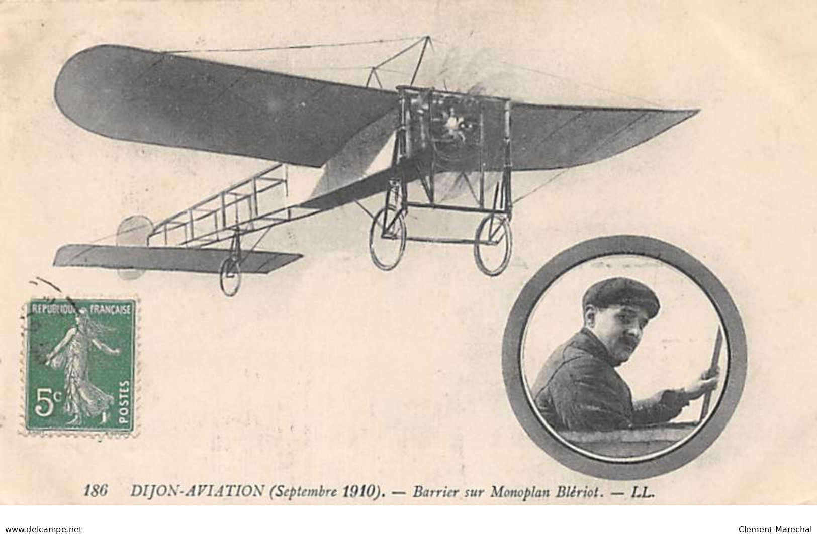 DIJON - Aviation (Septembre 1910) - Barrier Sur Monoplan Blériot - Très Bon état - Dijon