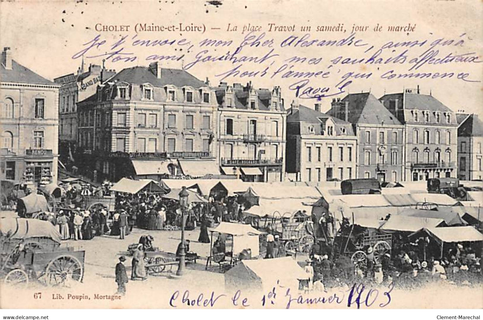 CHOLET - La Place Travot Un Samedi, Jour De Marché - Très Bon état - Cholet