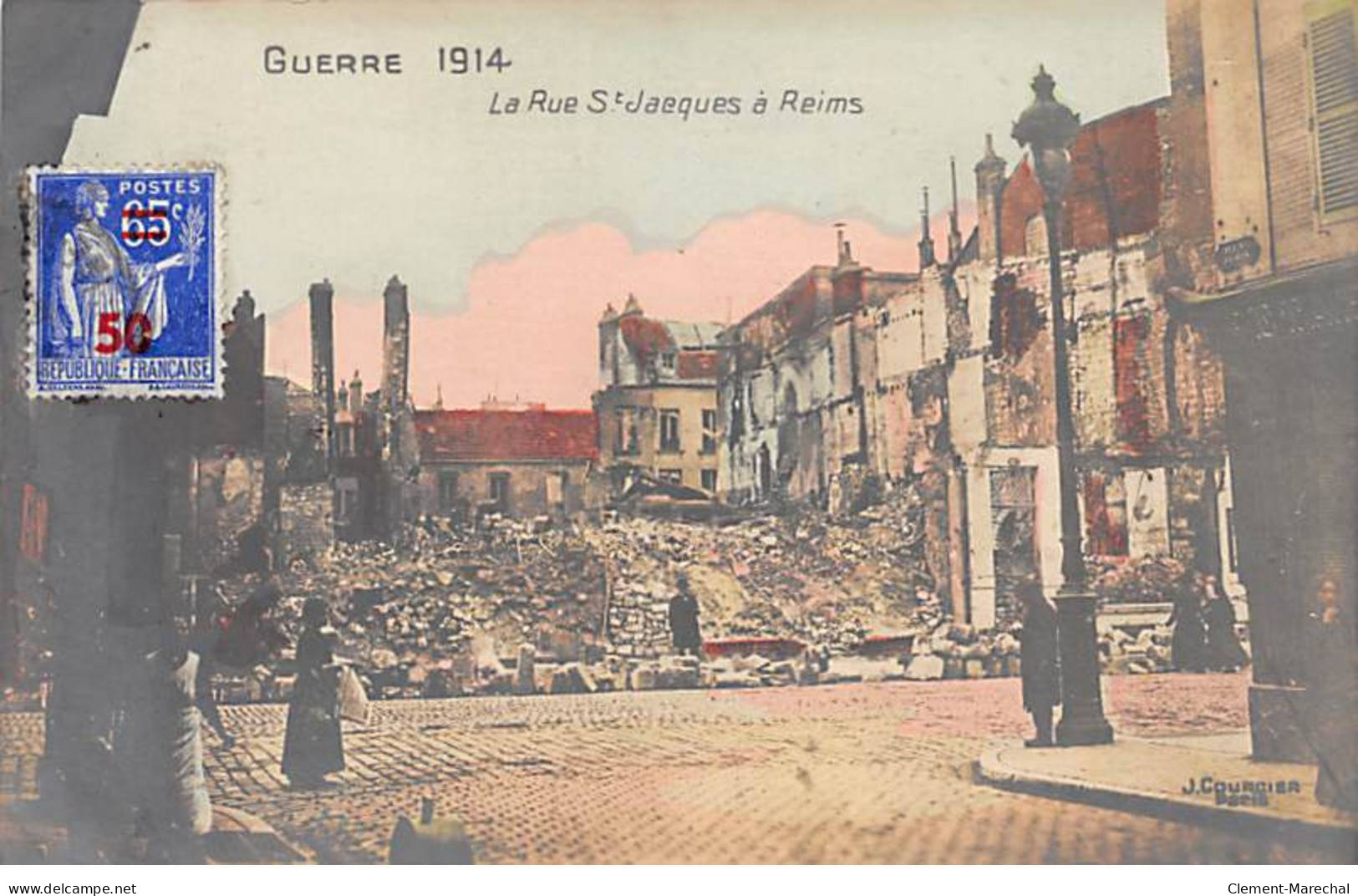 Guerre 1914 - La Rue Saint Jacques à REIMS - Très Bon état - Reims