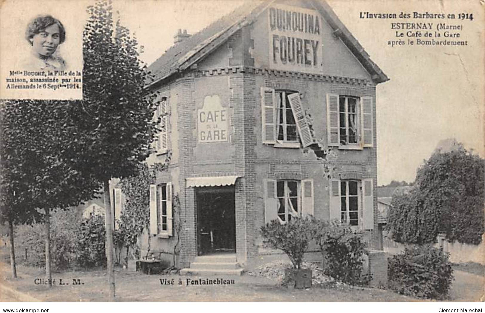 L'Invasion Des Barabres En 1914 - ESTERNAY - Le Café De La Gare Après Le Bombardement - état - Esternay