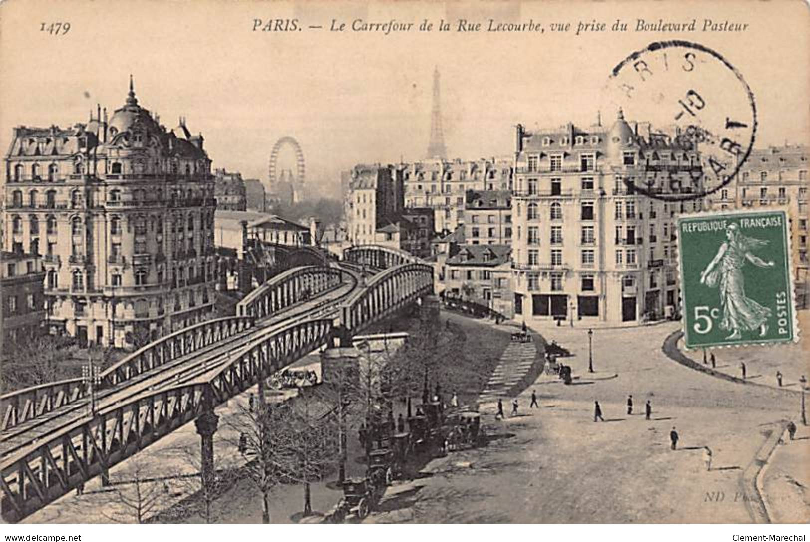 PARIS - Le Carrefour De La Rue Lecourbe, Vue Prise Du Boulevard Pasteur - Très Bon état - Arrondissement: 15