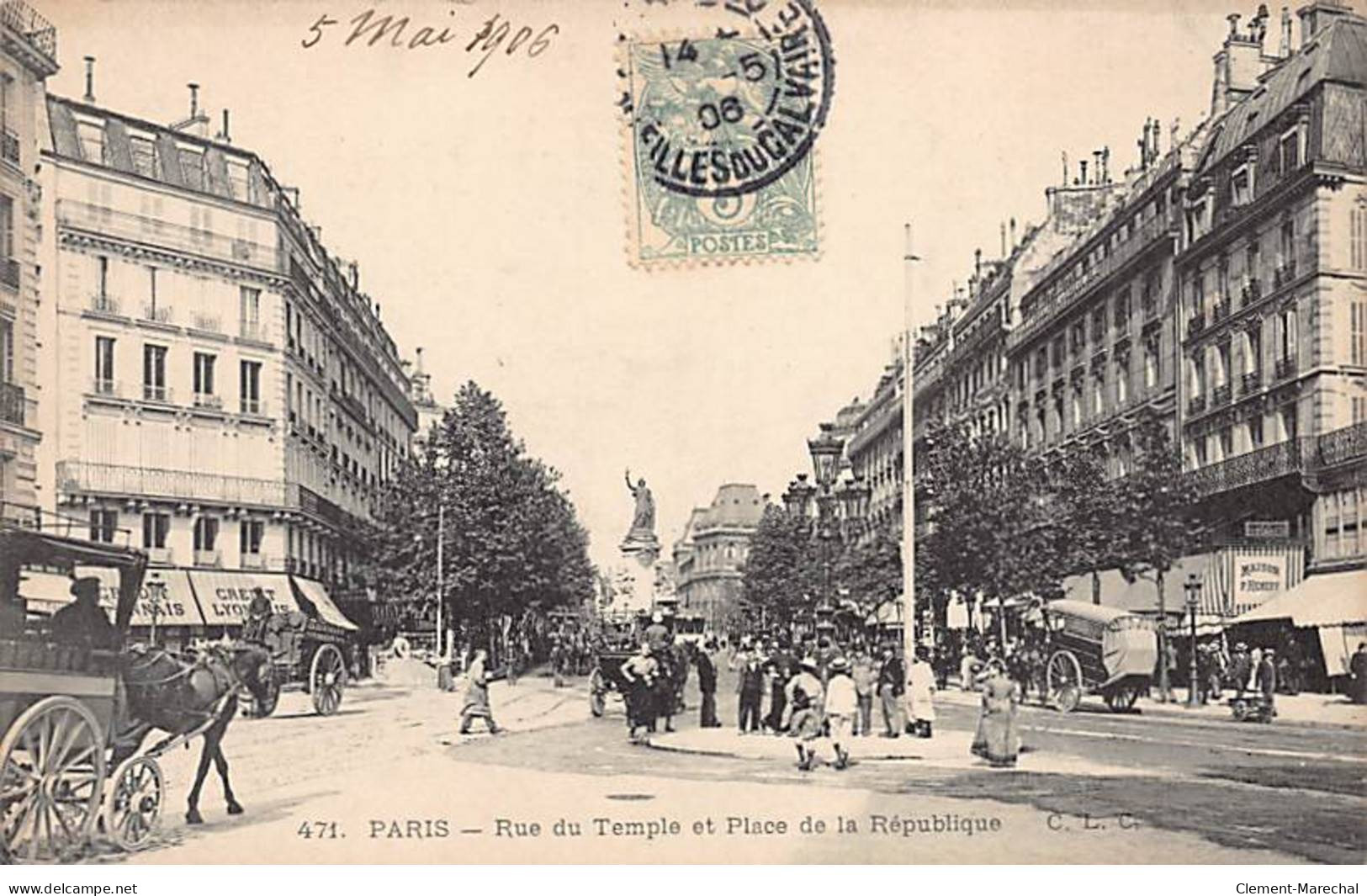 PARIS - Rue Du Temple Et Place De La République - Très Bon état - Paris (11)