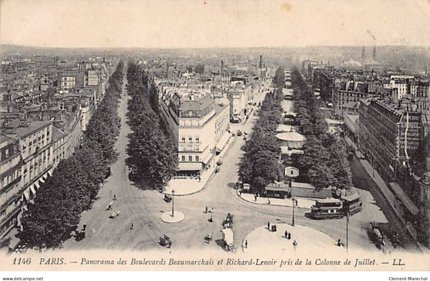 PARIS - Panorama Des Boulevards Beaumarchais Et Richard Lenoir Pris De La Colonne De Juillet - Très Bon état - District 11