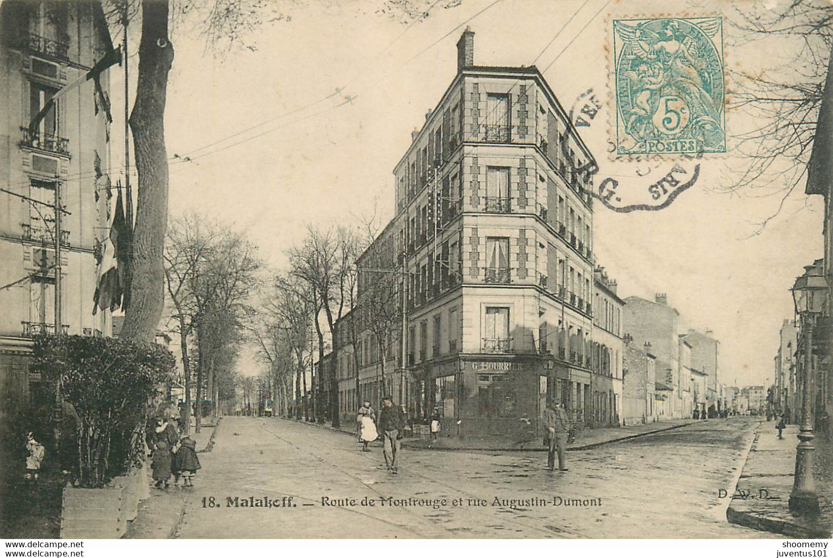 CPA Malakoff-Route De Montrouge Et Rue Augustin Dumont-18-Timbre     L2108 - Malakoff