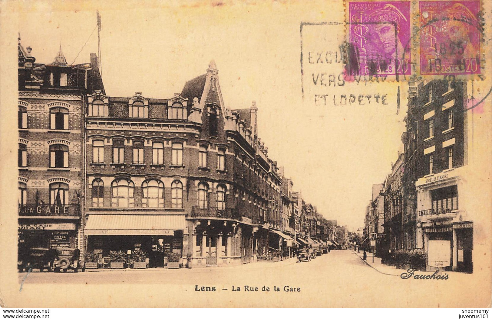 CPA Lens-La Rue De La Gare-Timbre    L2404 - Lens