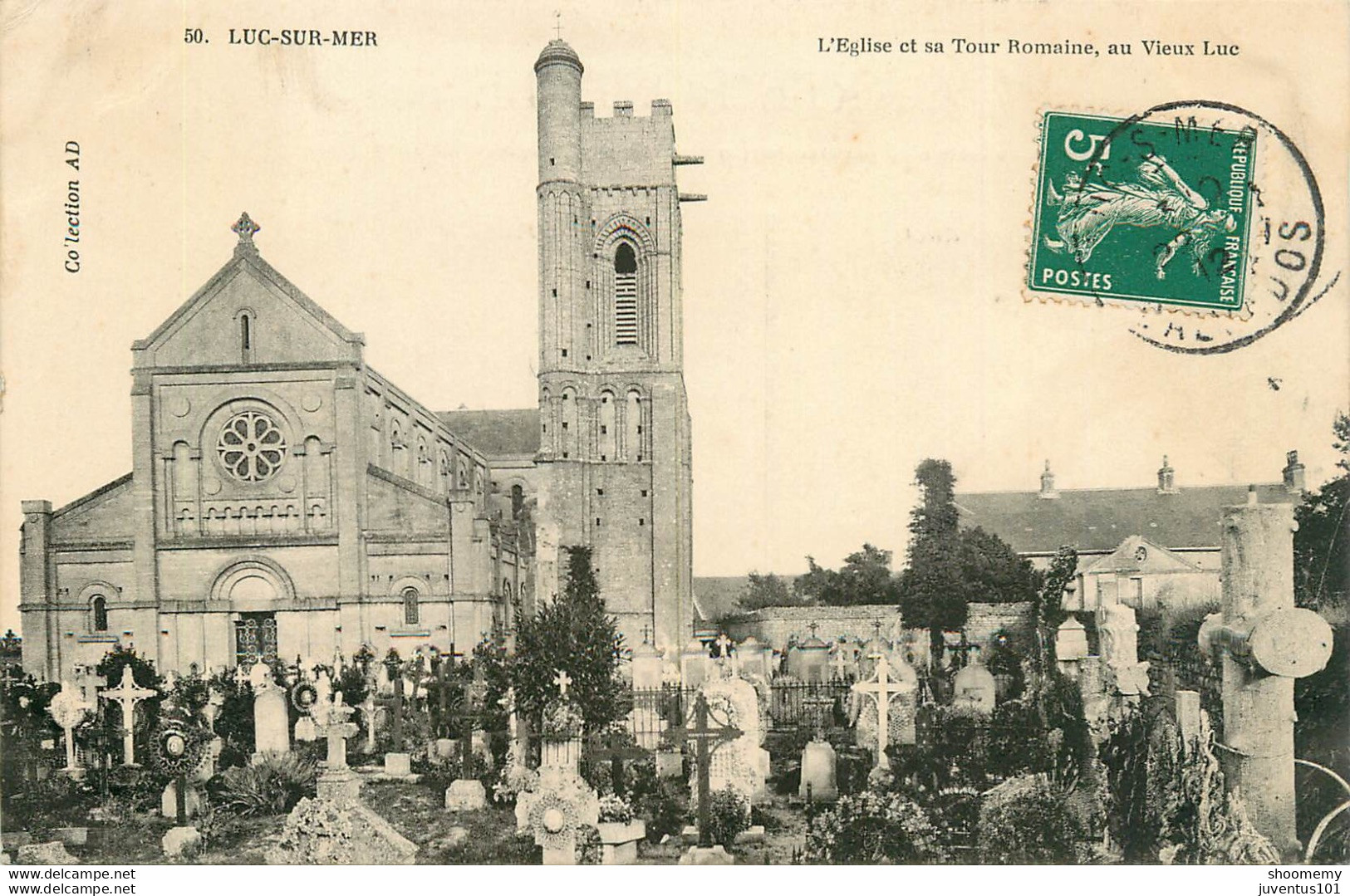 CPA Luc Sur Mer-L'église Et Sa Tour Romaine-50-Timbre      L1716 - Luc Sur Mer