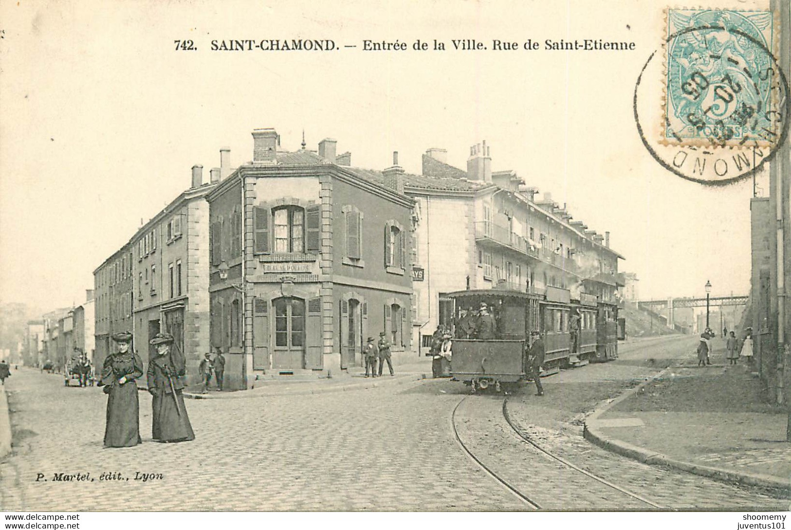 CPA Saint Chamond-Entrée De La Ville, Rue De Saint Etienne-742-Timbre      L1720 - Saint Chamond