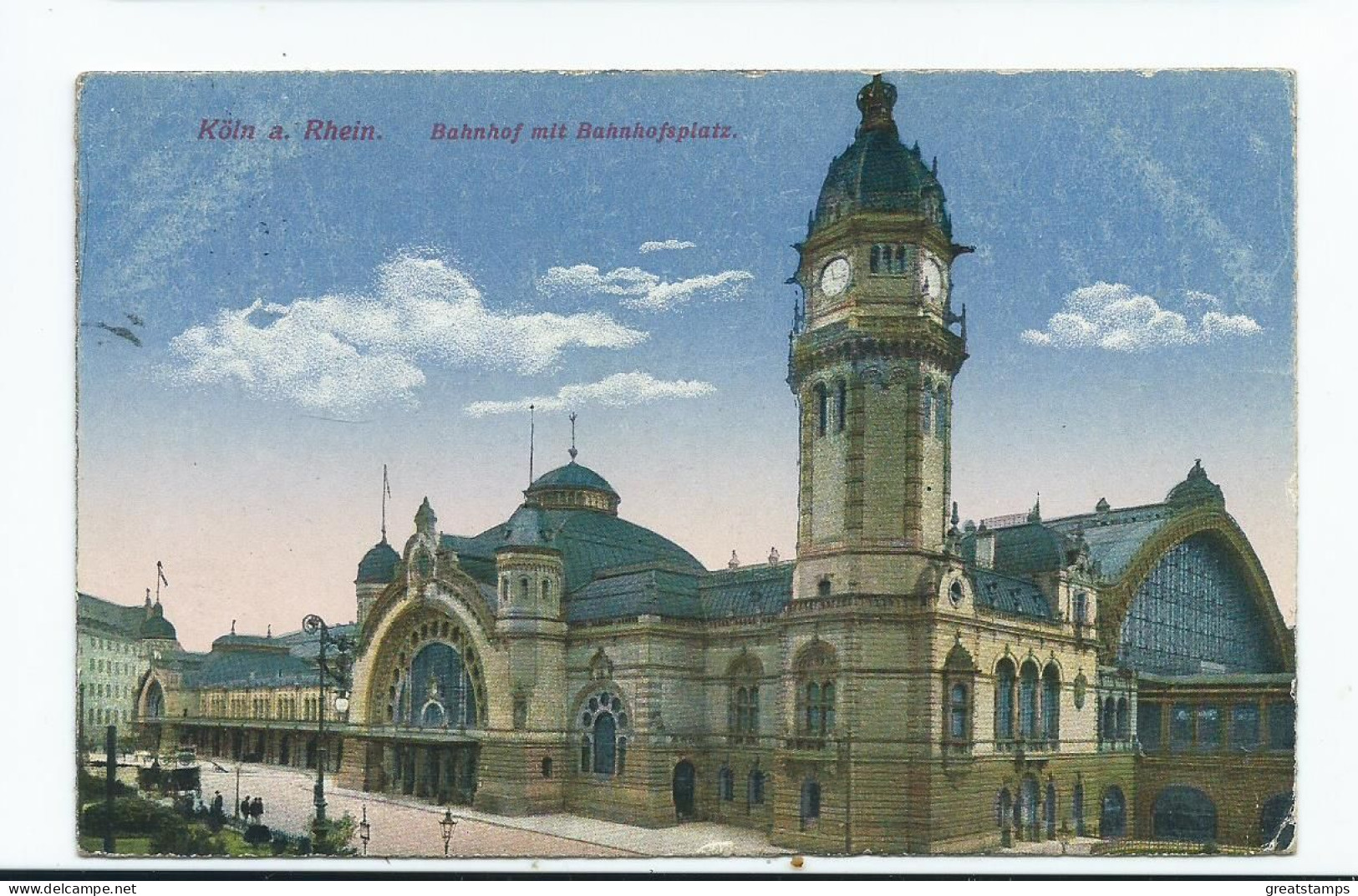 Postcard Railway Koln A Rhin Bahnhof. On Active Service Censor  Field Post Office Marks - Stations Without Trains