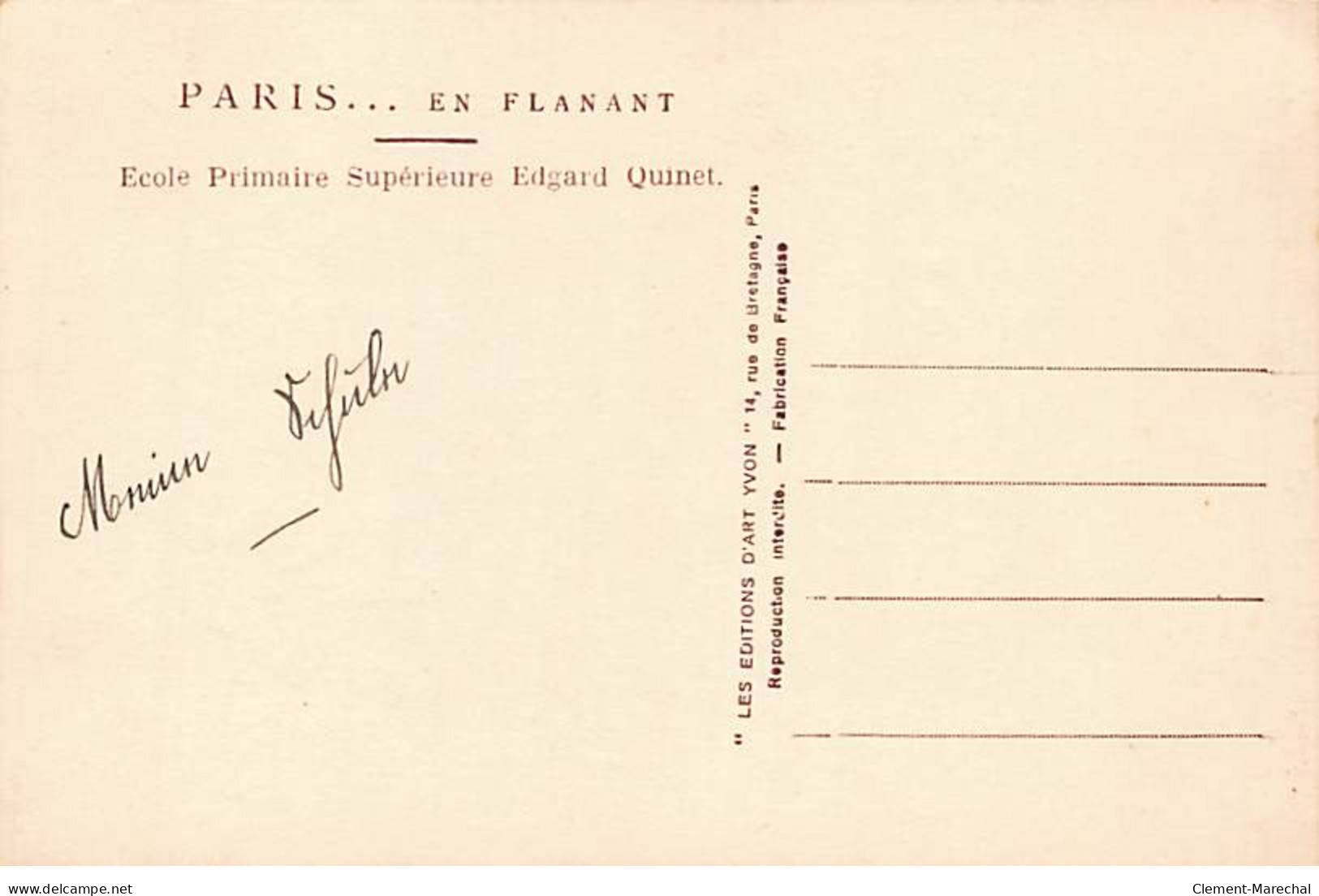 PARIS En Flanant - Ecole Primaire Supérieure Edgard Quinet - Très Bon état - Arrondissement: 15