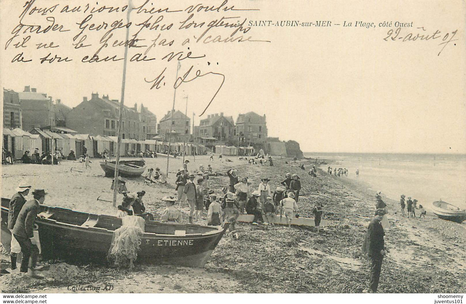 CPA Saint Aubin Sur Mer-La Plage-5-Timbre      L1751 - Saint Aubin