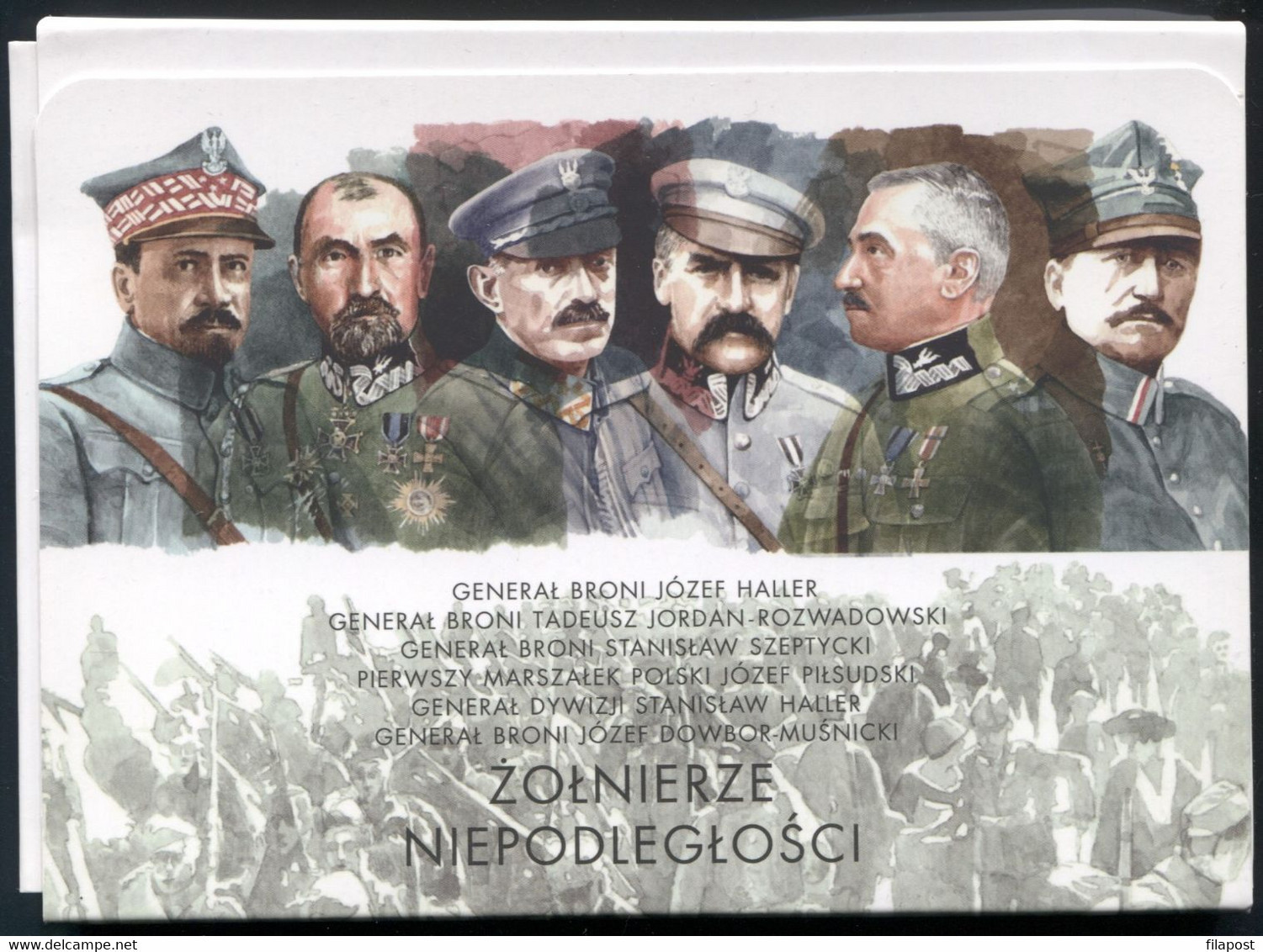 2018 Poland Postcards Soldiers Of Independence For 100 Years Anniversary Pilsudski Haller Musnicki Rozwadowski Value A - Covers & Documents