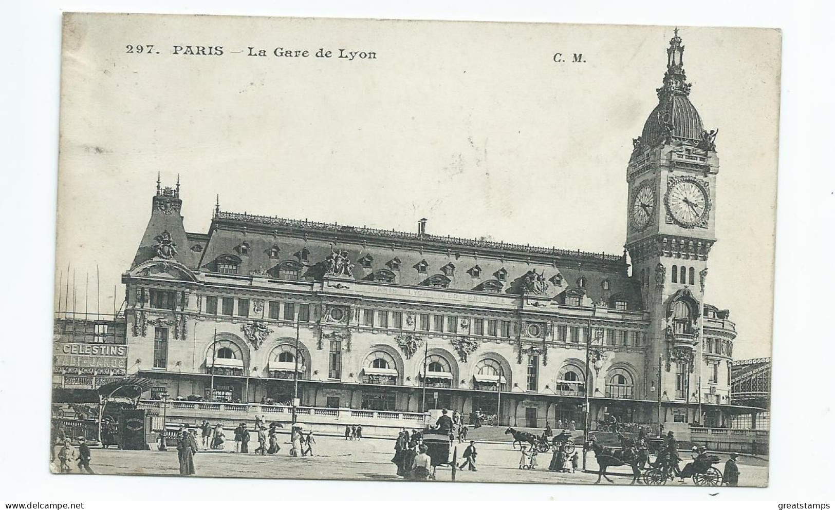 Postcard Railway Paris La Gare De Lyon. Posted 1907 No Stamp. - Stations Without Trains