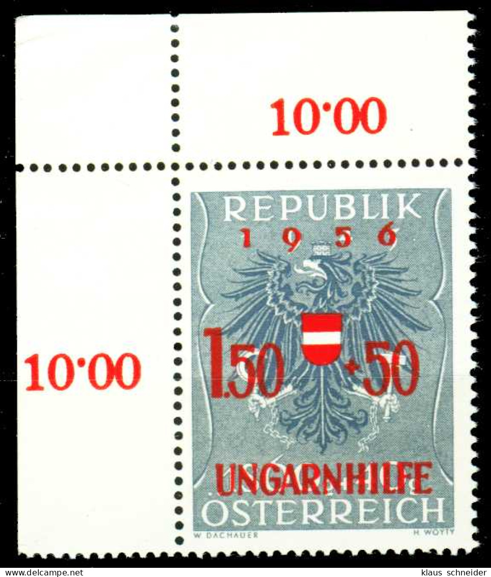 ÖSTERREICH 1956 Nr 1030 Postfrisch ECKE-OLI X336B42 - Nuevos