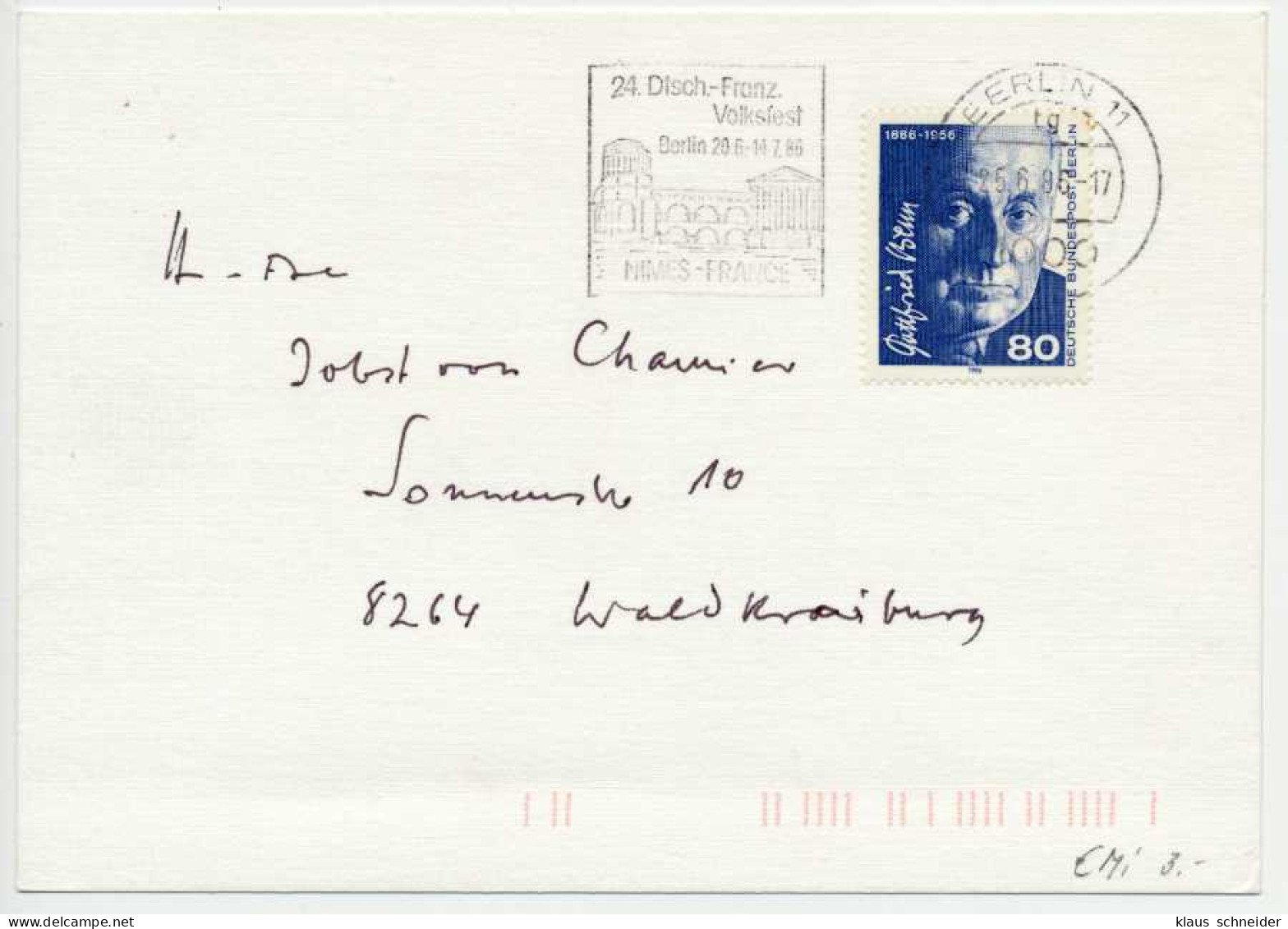 BERLIN 1986 Nr 760 BRIEF EF X5C7F7A - Briefe U. Dokumente