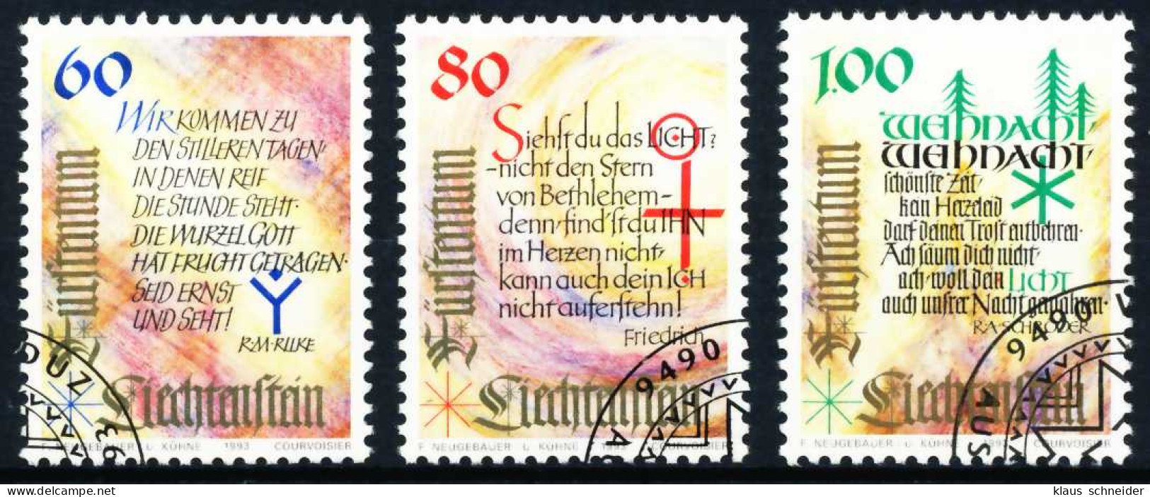 LIECHTENSTEIN 1993 Nr 1073-1075 Gestempelt SA190F2 - Gebruikt