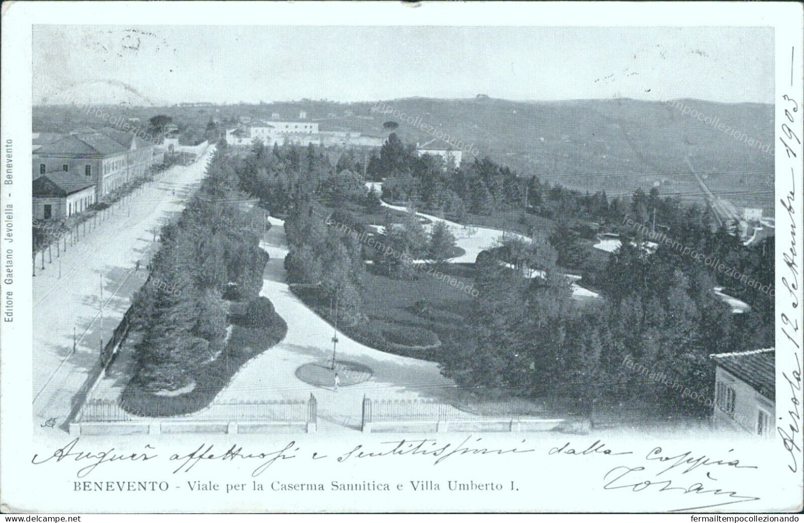 Cr280 Cartolina Benevento Citta' Viale Perla Caserma Sannitica E Villa Umberto I - Benevento