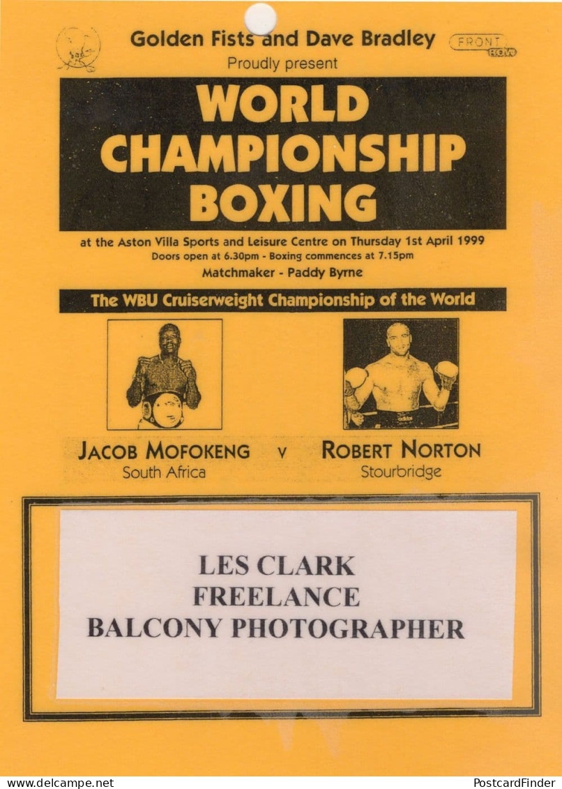 Jacob Mofokeng Vs Robert Norton Aston Villa Boxing 1999 Press Pass - Boxe