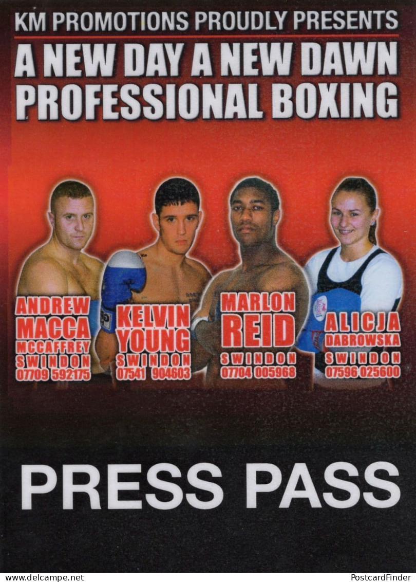 Kelvin Young Swindon Boxers 4x Boxing Night Press Pass - Boxsport