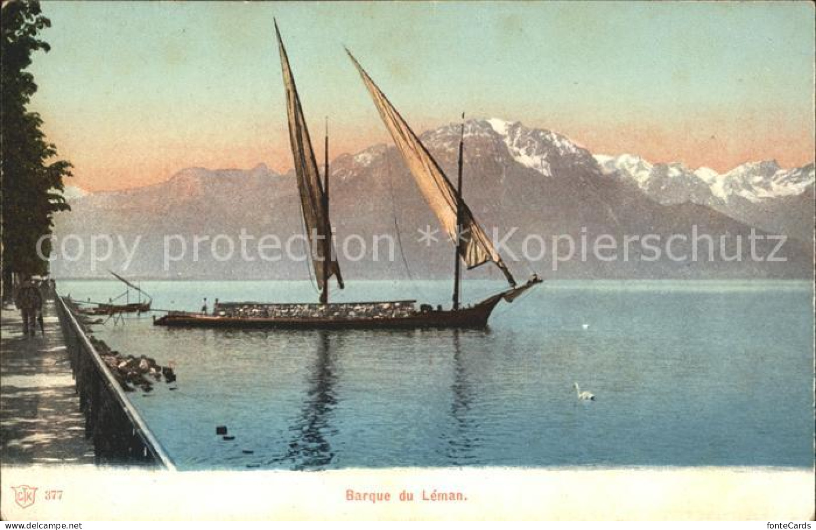 11663078 Lac Leman Genfersee Barque Segelboot Berge Genf - Autres & Non Classés