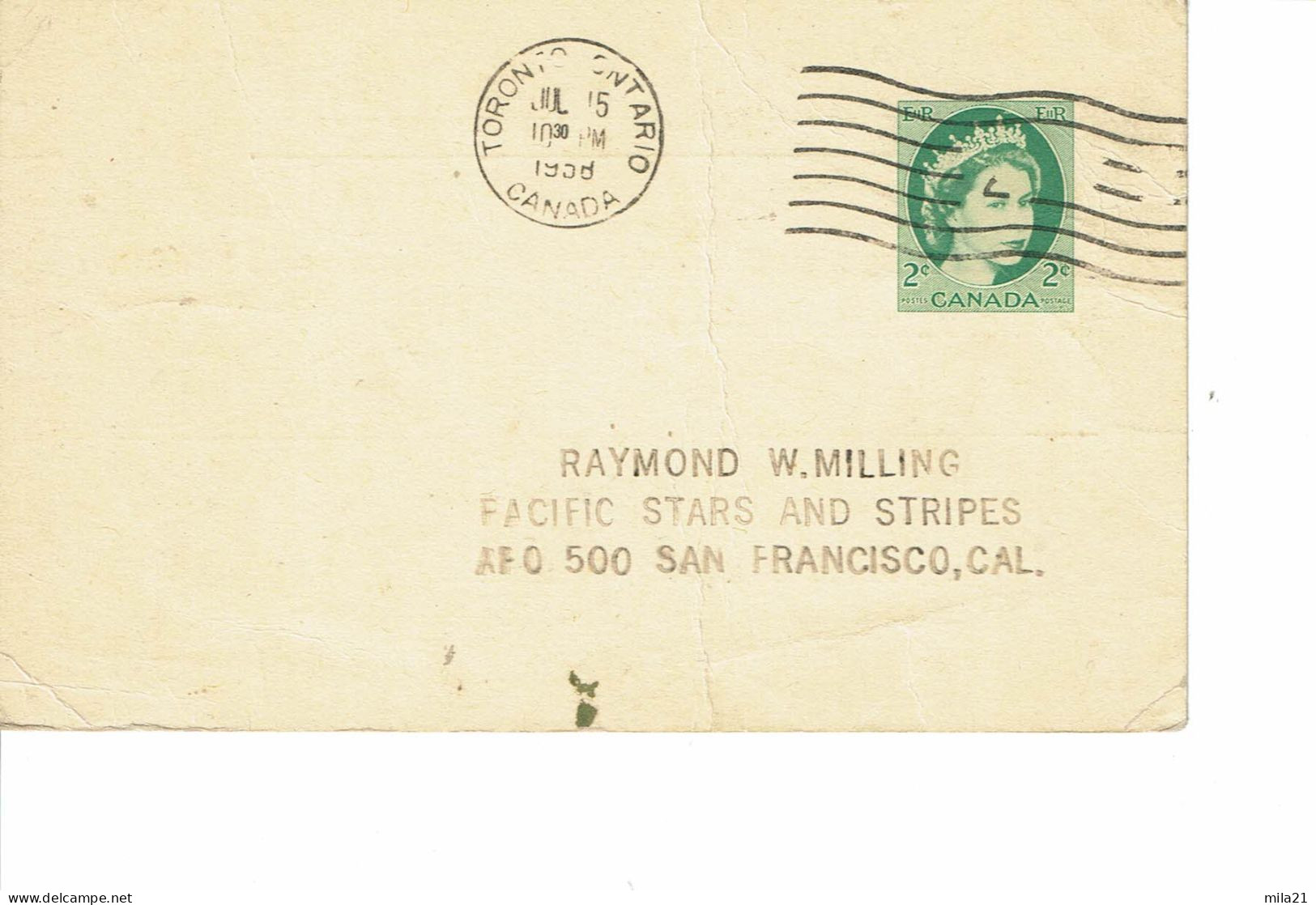 CANADA Entier Postal Type Timbre 286 - Briefe U. Dokumente