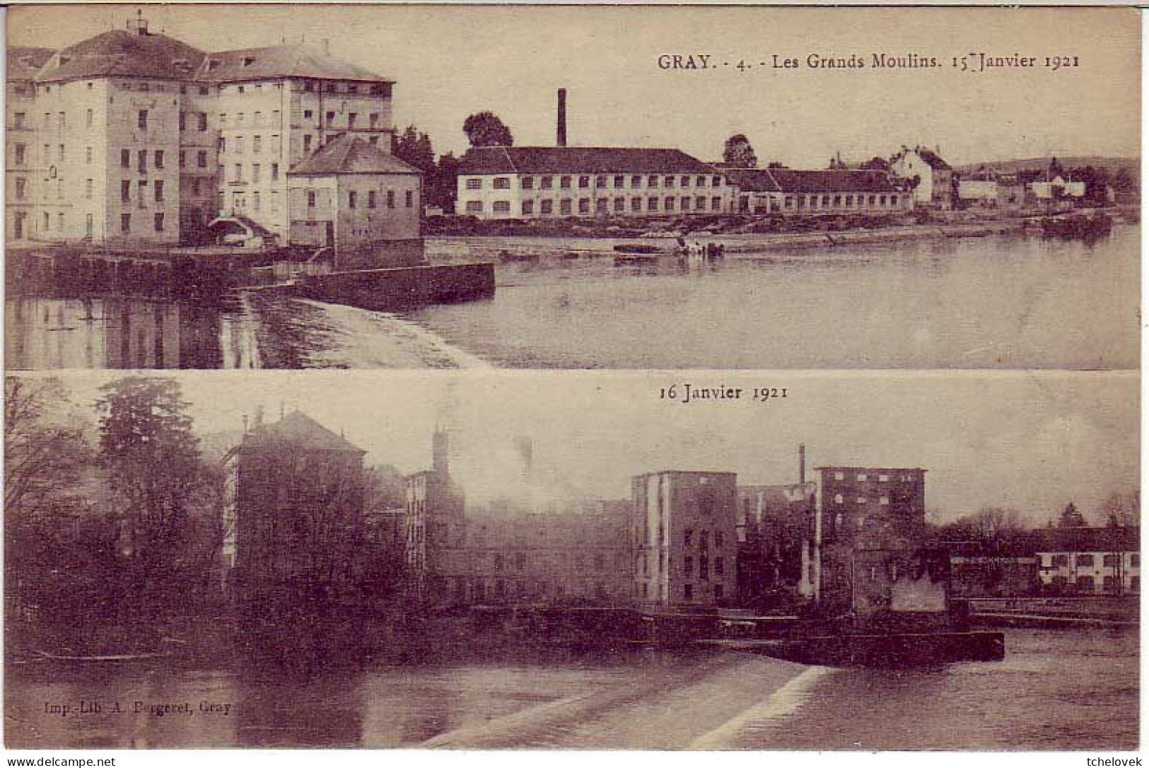 (70). Gray. 4. Les Grands Moulins 15. 16 Janvier 1921 Incendie - Gray