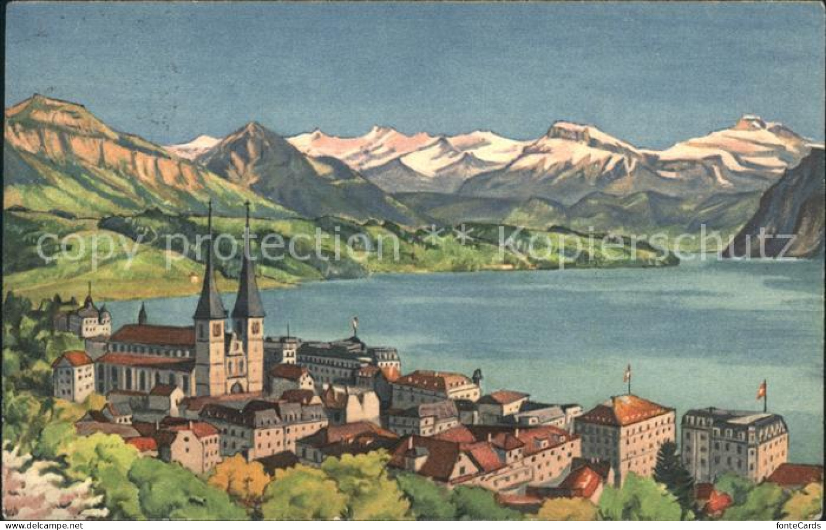 11663008 Luzern LU Vierwaldstaettersee Und Alpen Kuenstlerkarte Luzern - Other & Unclassified