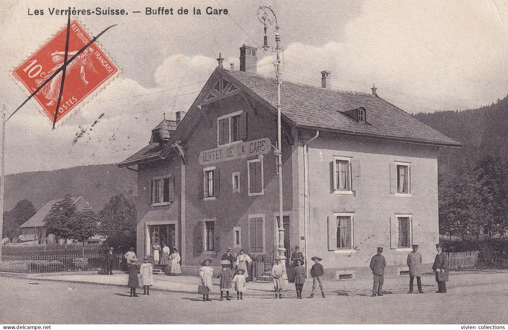 Suisse Neuchâtel Les Verrières Suisse Buffet De La Gare Circulée 1914 De Besançon - Les Verrières