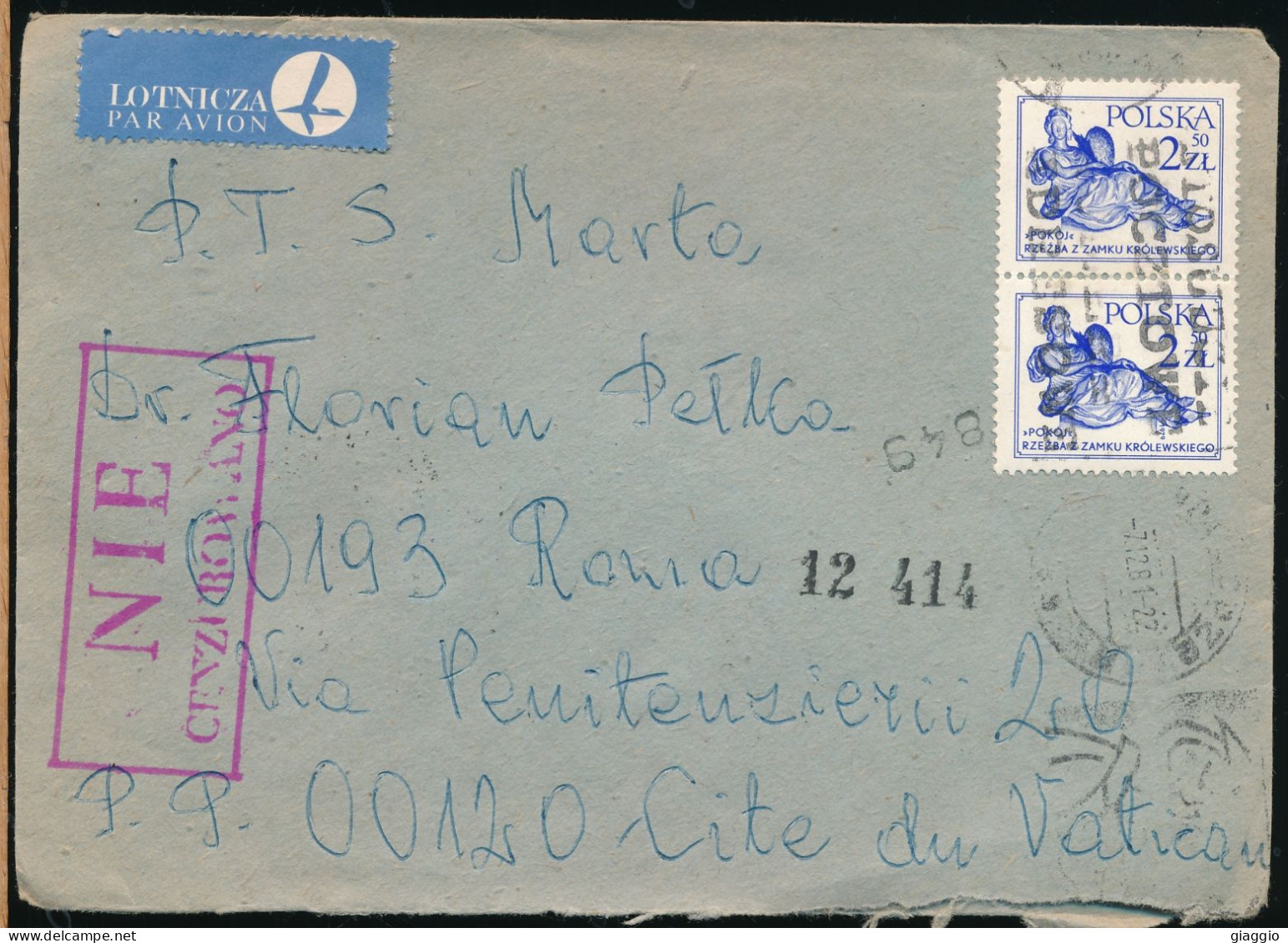 °°° LETTER POLAND 1982 SOLIDARITY SOLIDARNOSC OCENZUROWANO CENSORED VATICAN RADIO ROME °°° - Storia Postale