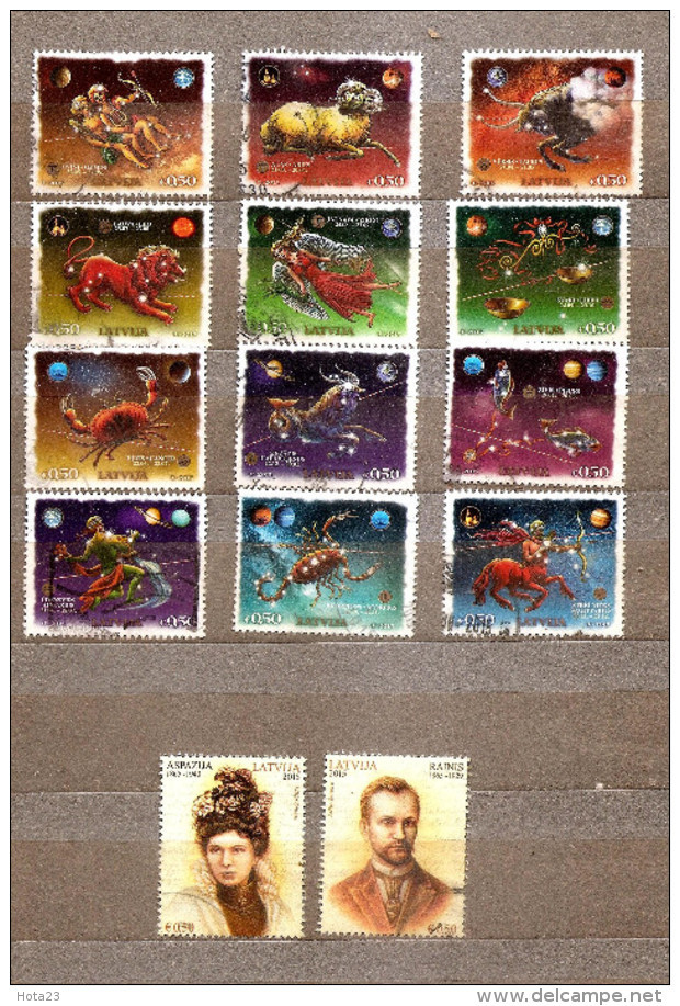 2015 Latvia Full Year Set Christmas,Horoscope, Fish, Birds Lighthouse Stamp USED  (0) - Lettonie