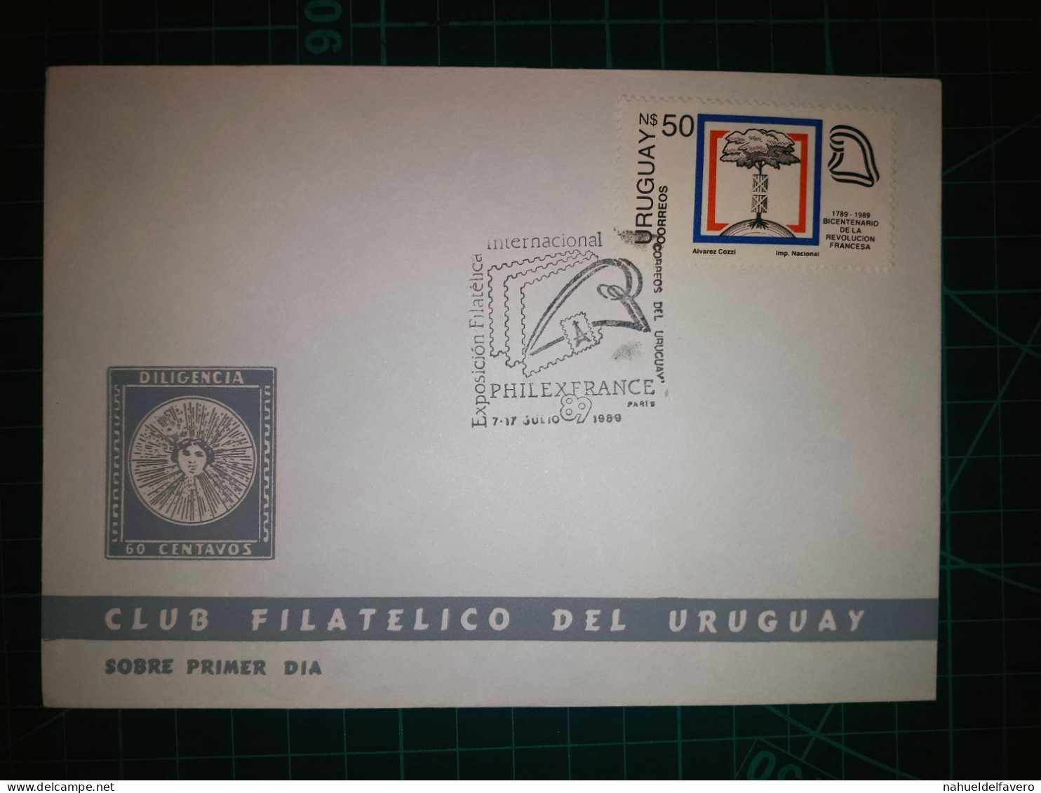 RÉPUBLIQUE ORIENTALE DE L'URUGUAY, Enveloppe FDC Commémorative Avec Timbre-poste Coloré (Proceres De La Patria, Bâtiment - Uruguay