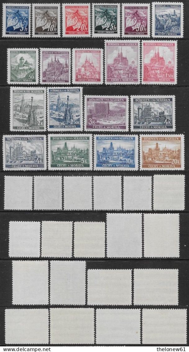 Bohemia Moravia 1939-1942 Linden Branch Etc 19val Mi N.20-37 Complete Set MNH ** - Nuevos