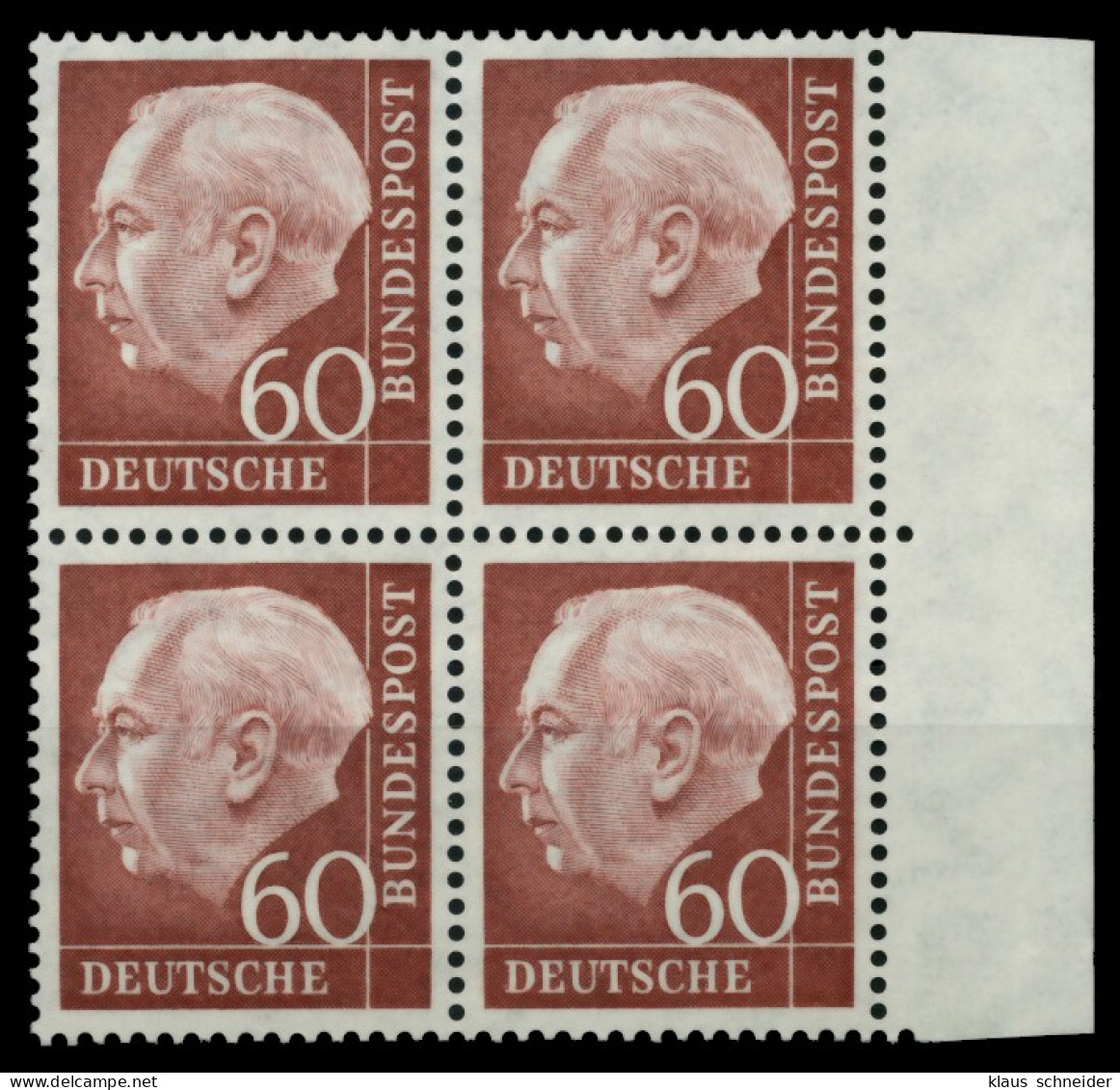 BRD DS HEUSS 1 Nr 190xv Postfrisch VIERERBLOCK SRA X6DF726 - Unused Stamps