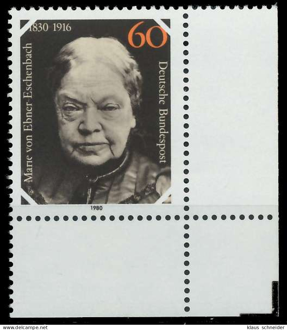 BRD BUND 1980 Nr 1057 Postfrisch ECKE-URE X80BEFA - Unused Stamps