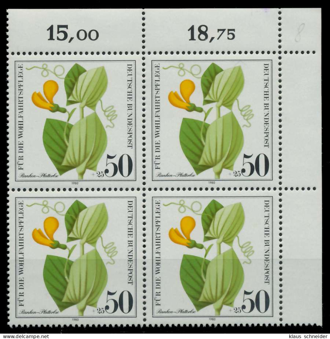 BRD 1980 Nr 1060 Postfrisch VIERERBLOCK ECKE-ORE X80BF3E - Unused Stamps
