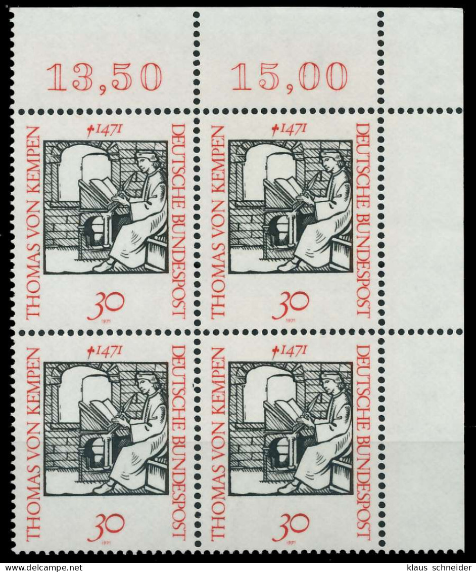 BRD 1971 Nr 674 Postfrisch VIERERBLOCK ECKE-ORE X836986 - Ungebraucht