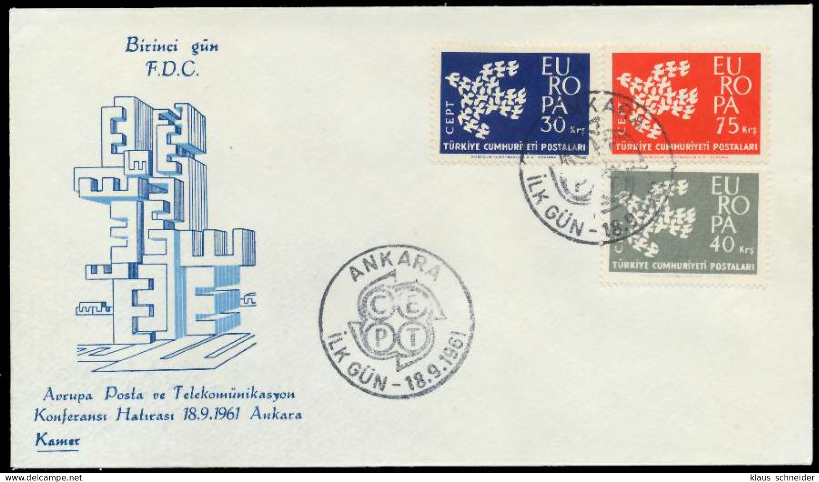 TÜRKEI 1961 Nr 1820-1822 BRIEF FDC X08951A - Briefe U. Dokumente