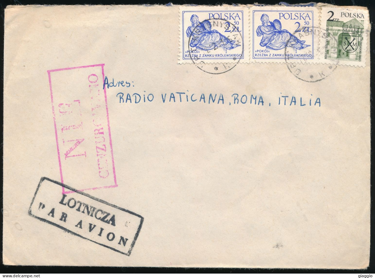 °°° LETTER POLAND 1982 SOLIDARITY SOLIDARNOSC OCENZUROWANO CENSORED VATICAN RADIO ROME °°° - Cartas & Documentos