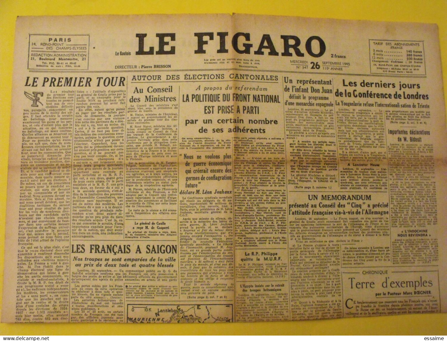 6 n° Le Figaro de 1945. Japon Hiro-Hito d'Argenlieu Indochine De Gaulle Saïgon Annam Indochine