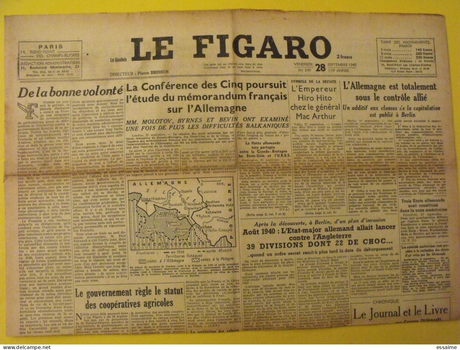 6 n° Le Figaro de 1945. Japon Hiro-Hito d'Argenlieu Indochine De Gaulle Saïgon Annam Indochine