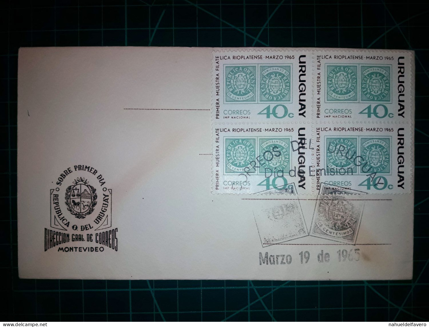 RÉPUBLIQUE ORIENTALE DE L'URUGUAY, Enveloppe FDC Commémorative Avec Timbre-poste Coloré (Proceres De La Patria, Bâtiment - Uruguay