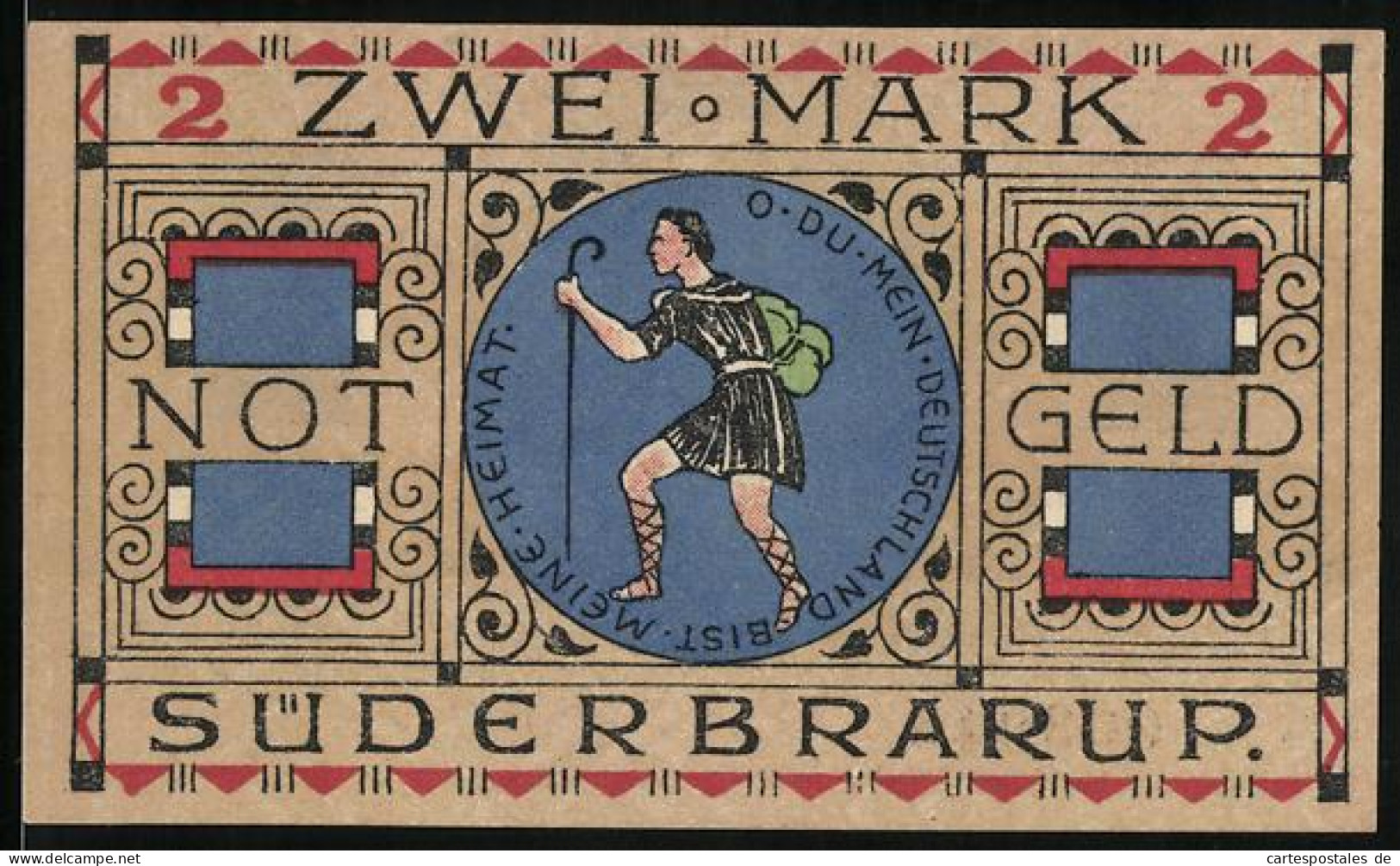 Notgeld Süderbrarup 1920, 2 Mark, Erntesymbol Und Wanderer  - [11] Lokale Uitgaven