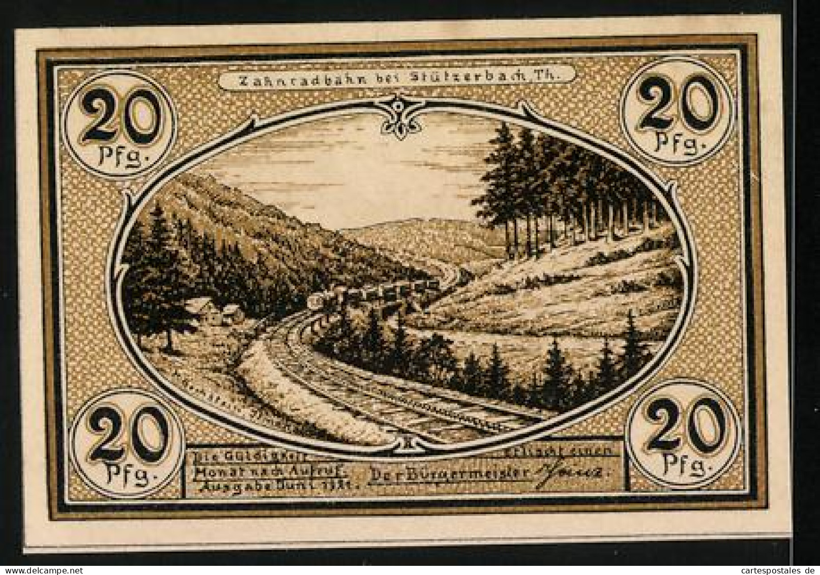 Notgeld Stützerbach W. A. 1921, 20 Pfennig, Alte Glashütte Und Zahnradbahn  - Lokale Ausgaben