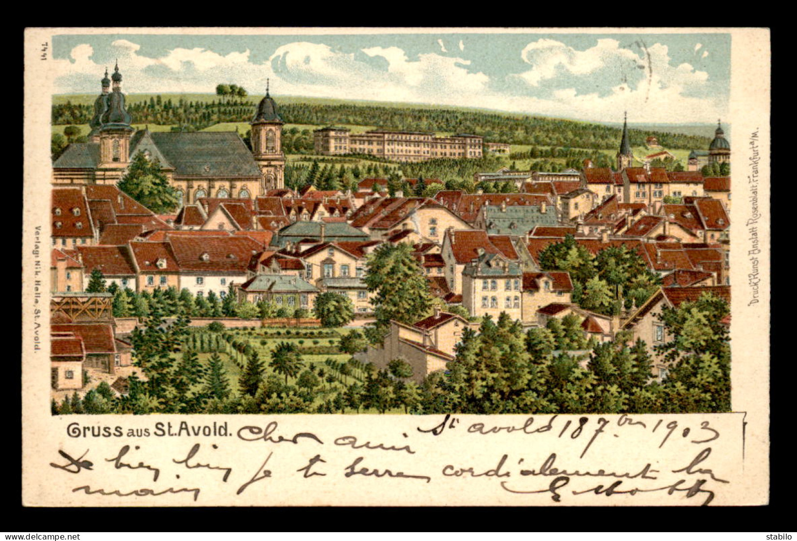 57 - SAINT-AVOLD - CARTE LITHOGRAPHIQUE GRUSS - Saint-Avold