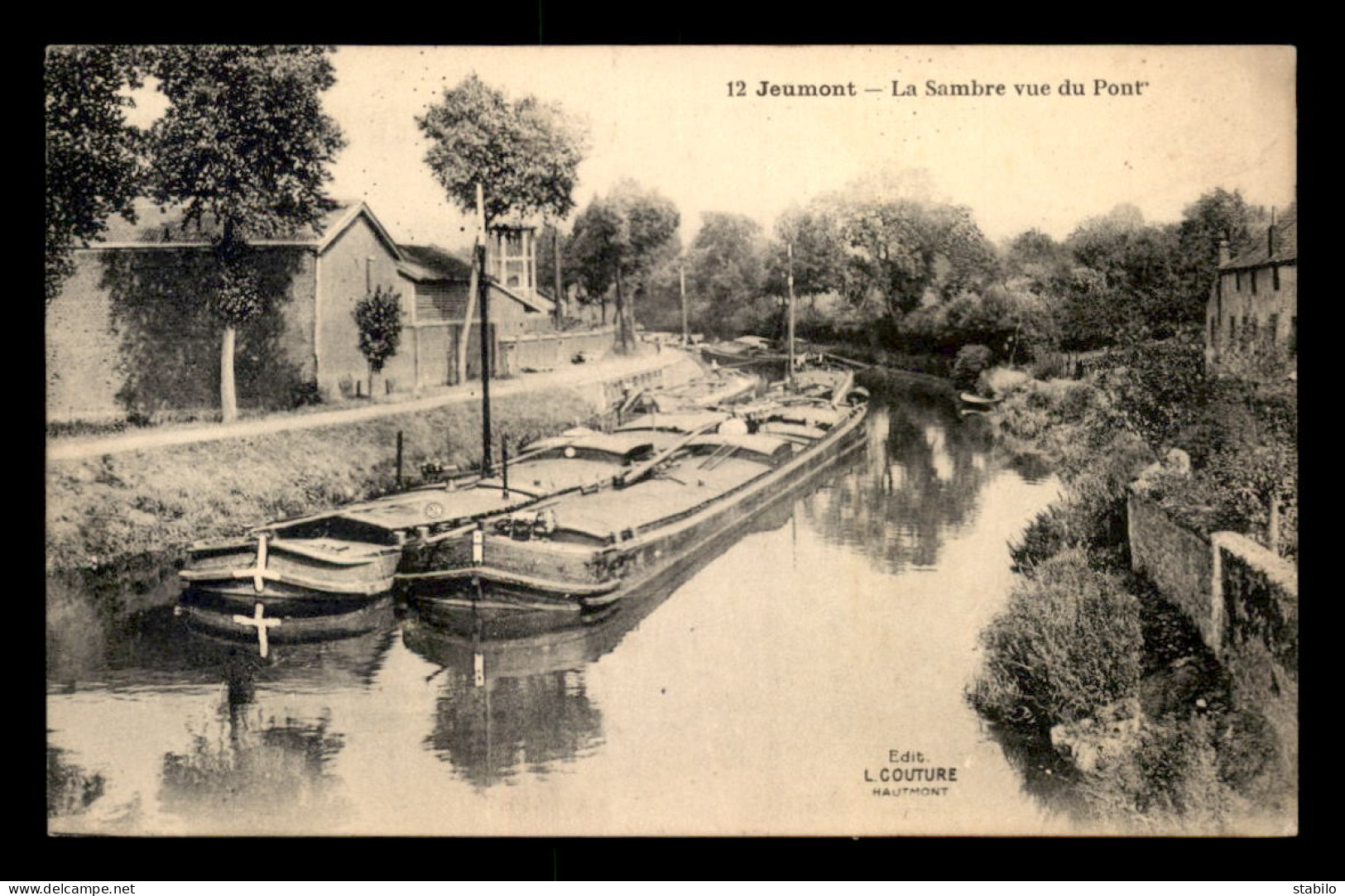 59 - JEUMONT - LA SAMBRE VUE DU PONT - PENICHES - Jeumont