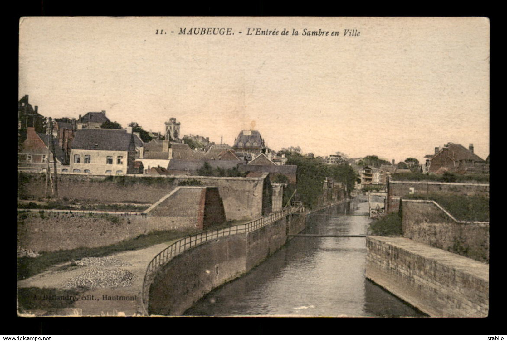 59 - MAUBEUGE - ENTREE DE LA SAMBRE EN VILLE - CARTE COLORISEE - Maubeuge