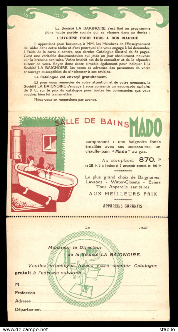 75 - PARIS 11EME - STE "LA BAIGNOIRE" 45 BOULEVARD RICHARD-LENOIR - CARTE PUBLICITAIRE 3 VOLETS - Arrondissement: 11