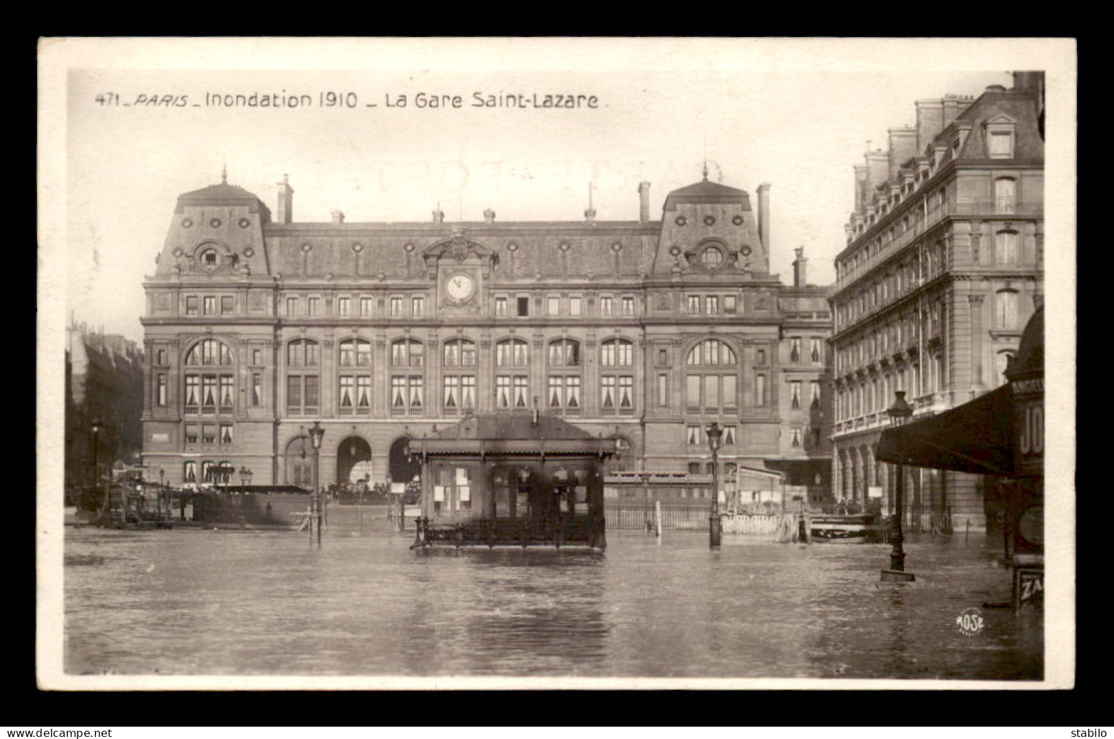 75 - PARIS 9EME - INONDATIONS DE 1910 - LA GARE ST-LAZARE - EDITEUR MARQUE ROSE - Arrondissement: 09