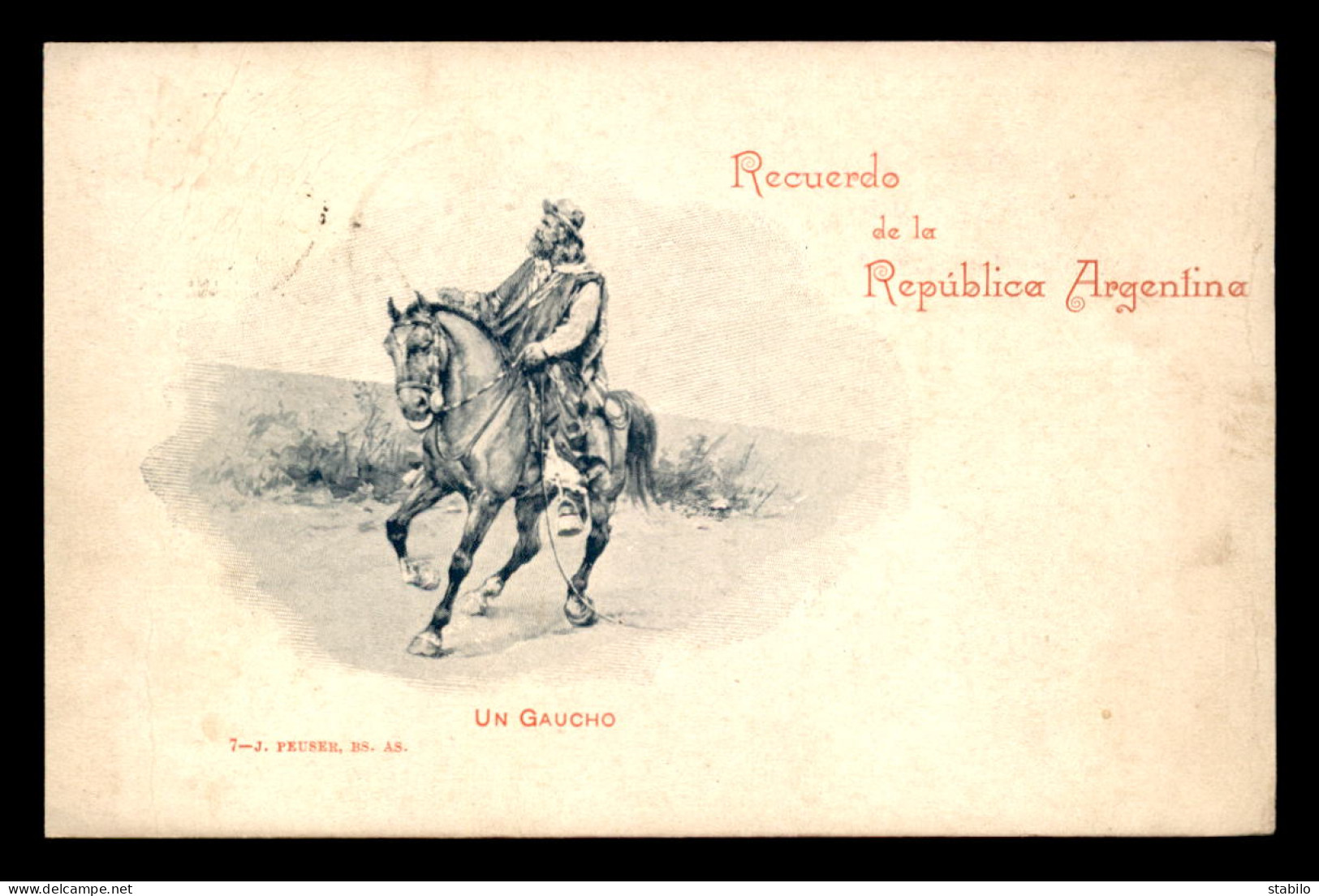 ARGENTINE - UN GAUCHO - CARTE ILLUSTREE - VOIR ETAT - Argentine