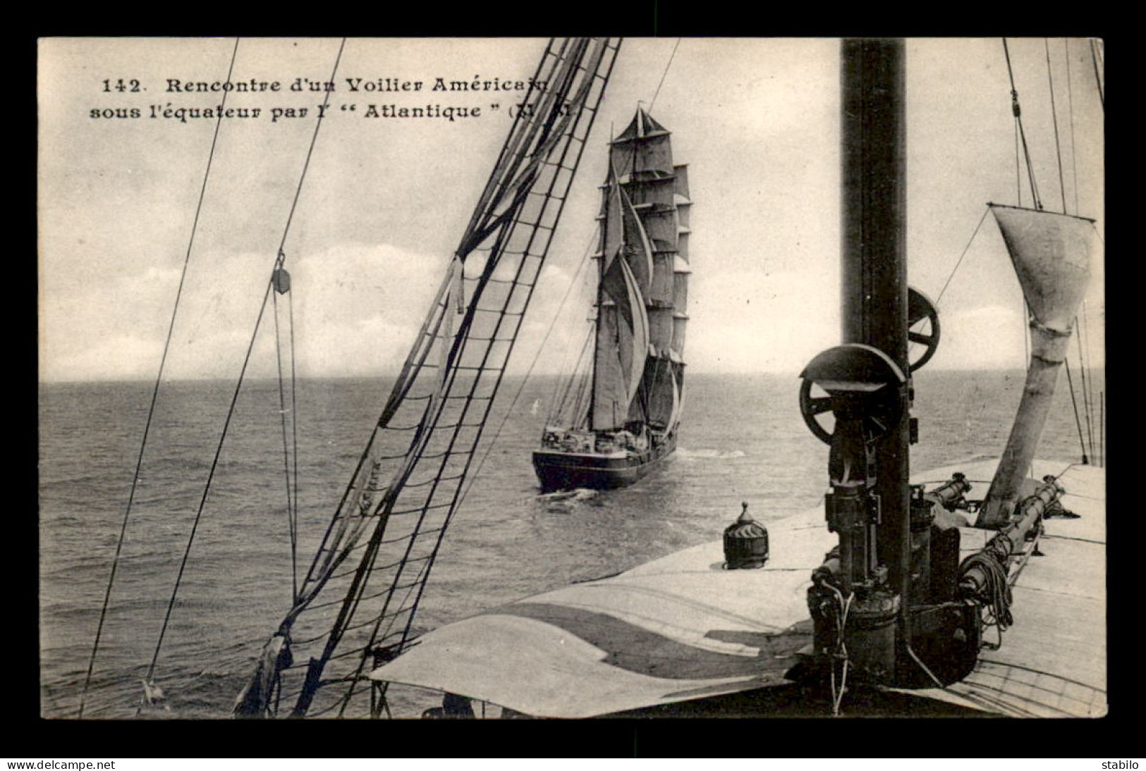 BATEAUX - VOILIERS - RENCONTRE D'UN VOILIER AMERICAIN SOUS L'EQUATEUR PAR "L'ATLANTIQUE" - Voiliers