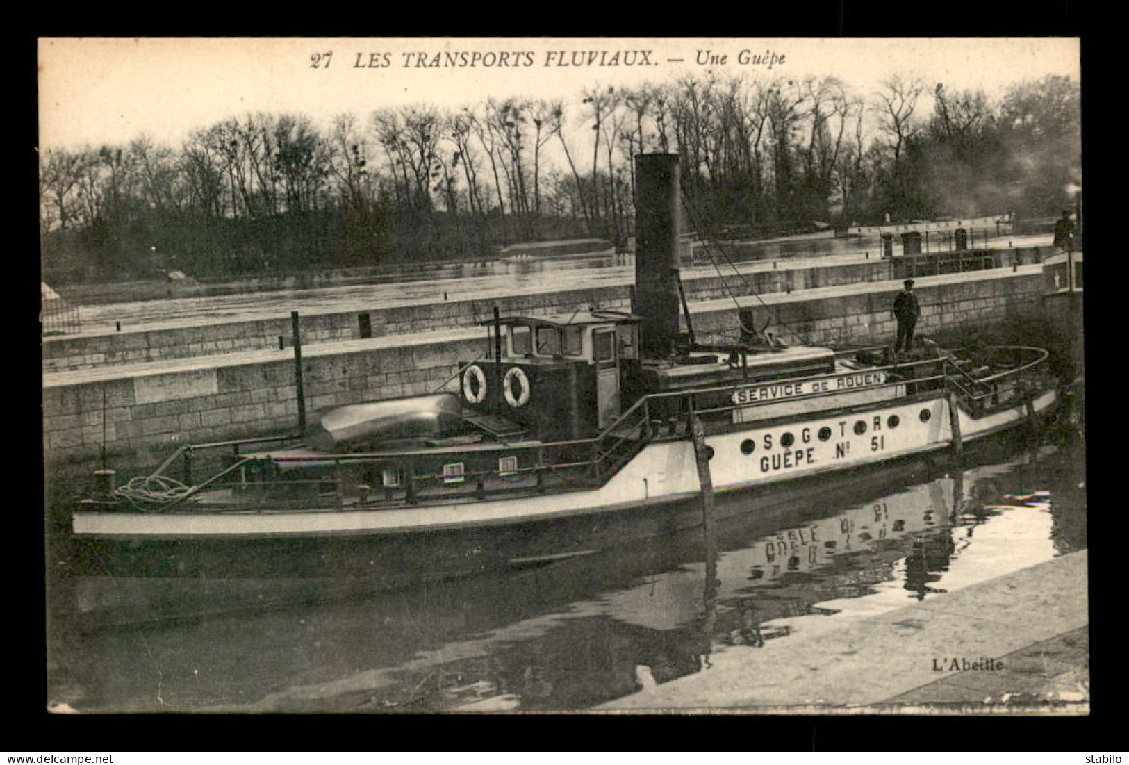 BATEAUX  - REMORQUEUR GUEPE N°51 SERVICE DE ROUEN - PENICHE - Tugboats